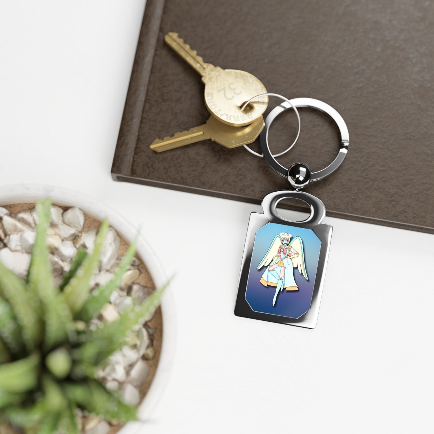 Space Warrior Saint Peter Rectangle Photo Keyring