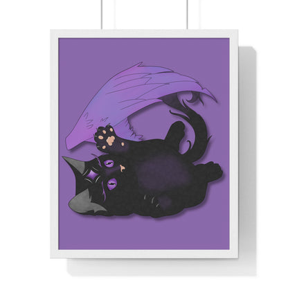 Winged Kitten Vertical Framed Poster