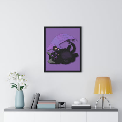 Winged Kitten Vertical Framed Poster