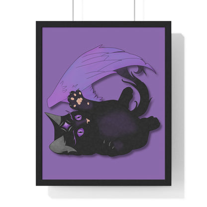 Winged Kitten Vertical Framed Poster