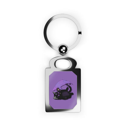 Winged Kitten Rectangle Photo Keyring