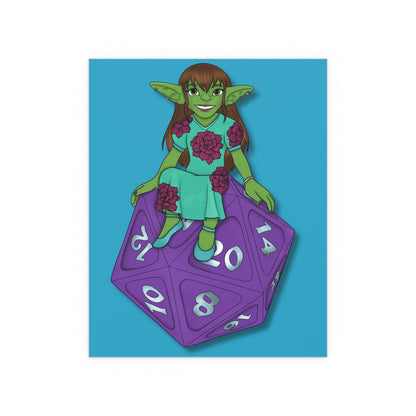 Goblin on a d20 Indoor and Outdoor Silk Posters