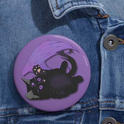 Winged Kitten Pin Buttons