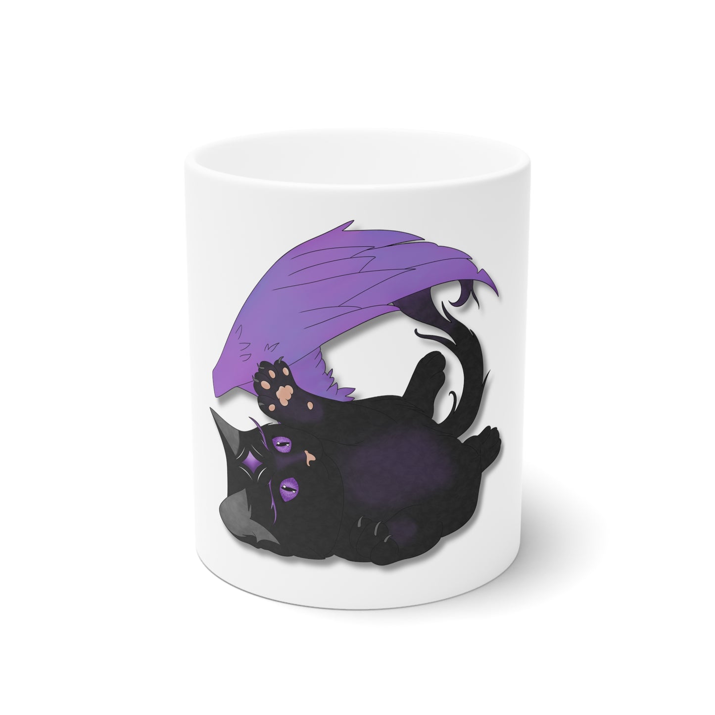 Winged Kitten White Ceramic Mug