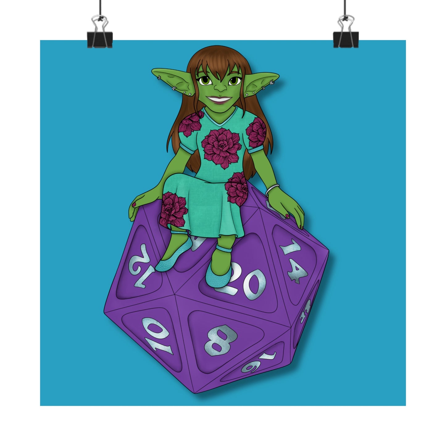 Goblin on a d20 Matte Vertical Posters