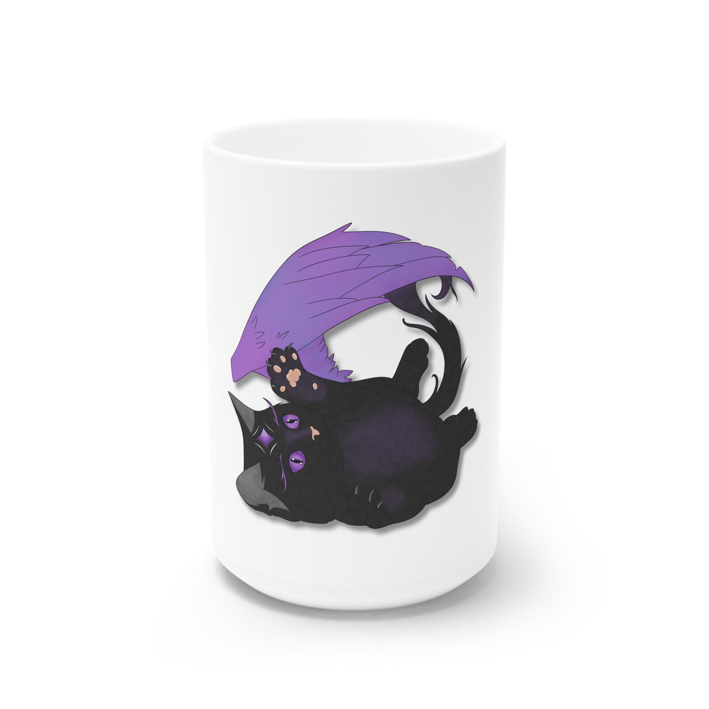 Winged Kitten White Ceramic Mug