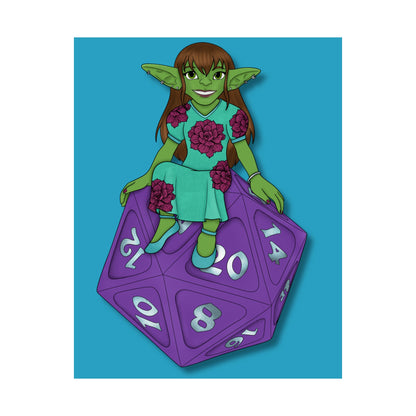 Goblin on a d20 Matte Vertical Posters