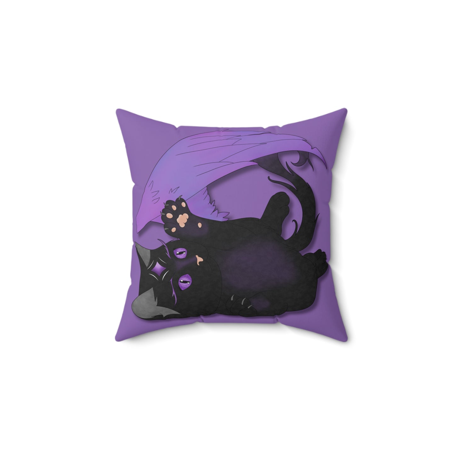 Winged Kitten Spun Polyester Square Pillow