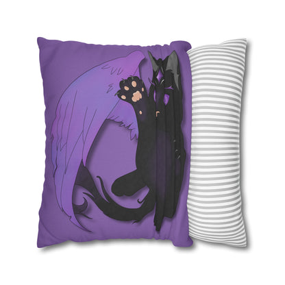 Winged Kitten Spun Polyester Square Pillowcase