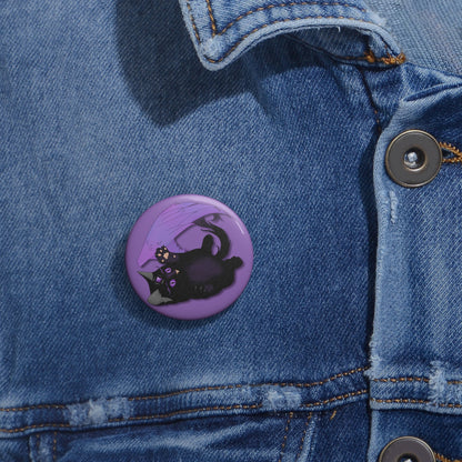 Winged Kitten Pin Buttons