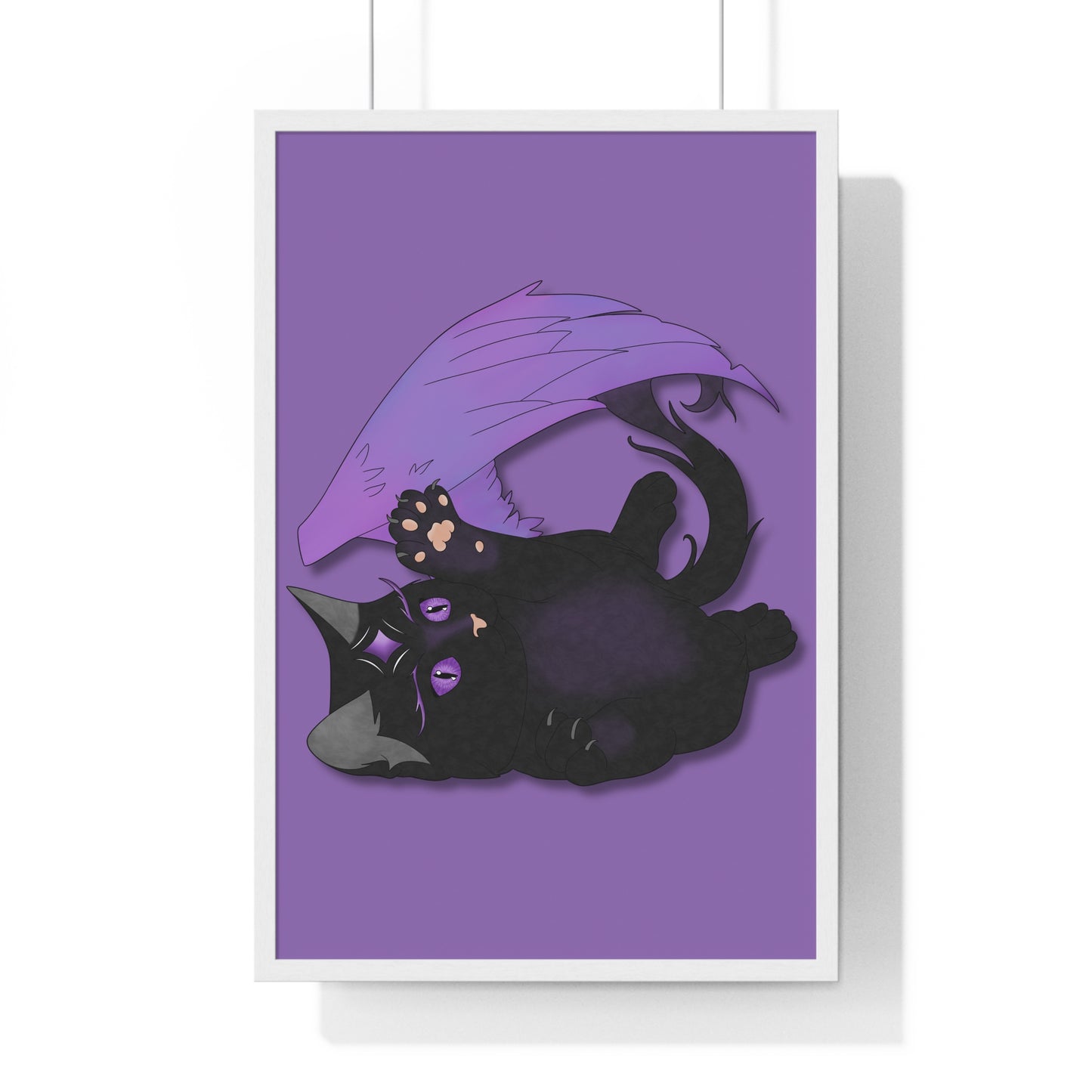 Winged Kitten Vertical Framed Poster