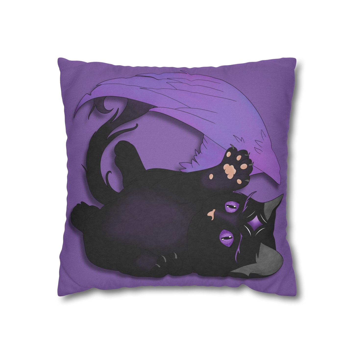 Winged Kitten Spun Polyester Square Pillowcase