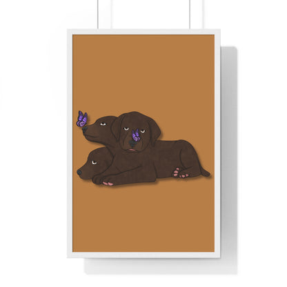 Cerberus Puppy Vertical Framed Poster